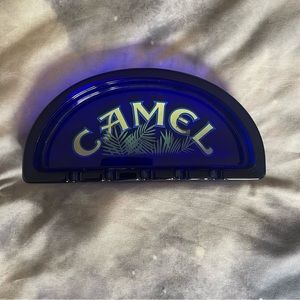 Vintage cobalt blue glass CAMEL ashtray